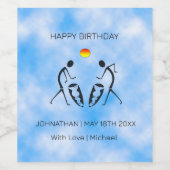 Gelukkige verjaardag, Silhouette Dansers en Drummi Wijn Etiket (Enkel label)