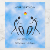 Gelukkige verjaardag, Silhouette Dansers en Drummi Wijn Etiket (Enkel label)