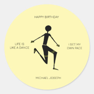 Gelukkige Verjaardag Silhouette Keniaanse atleet Ronde Sticker