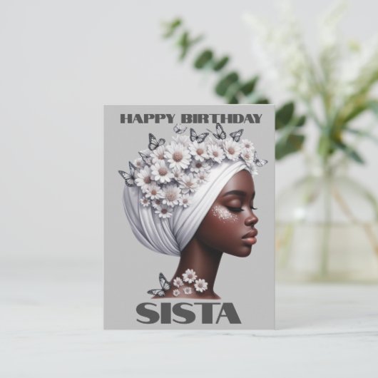 Gelukkige Verjaardag Sista Zwart Meisje Magisch Me Briefkaart (Staand voorkant)