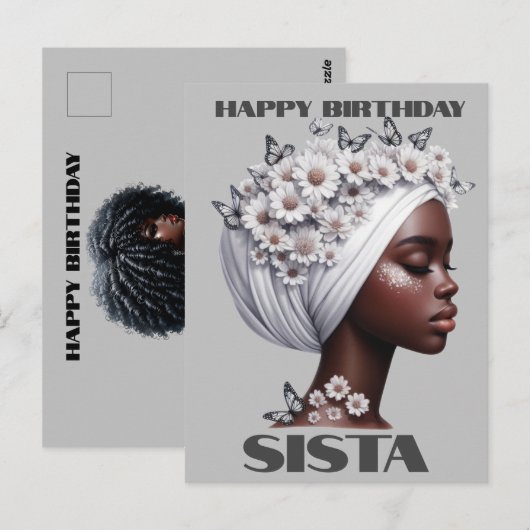 Gelukkige Verjaardag Sista Zwart Meisje Magisch Me Briefkaart (Voorkant / Achterkant)