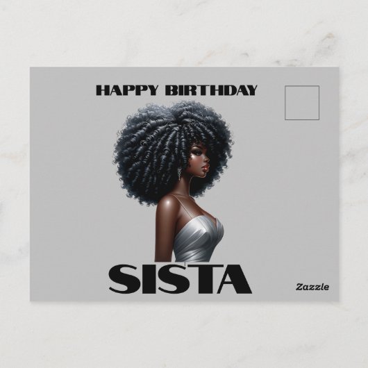 Gelukkige Verjaardag Sista Zwart Meisje Magisch Me Briefkaart (Achterkant)