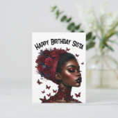 Gelukkige Verjaardag Sista zwart meisje magische m Feestdagenkaart (Staand voorkant)