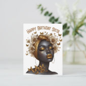 Gelukkige Verjaardag Sista zwart meisje magische m Feestdagenkaart (Staand voorkant)