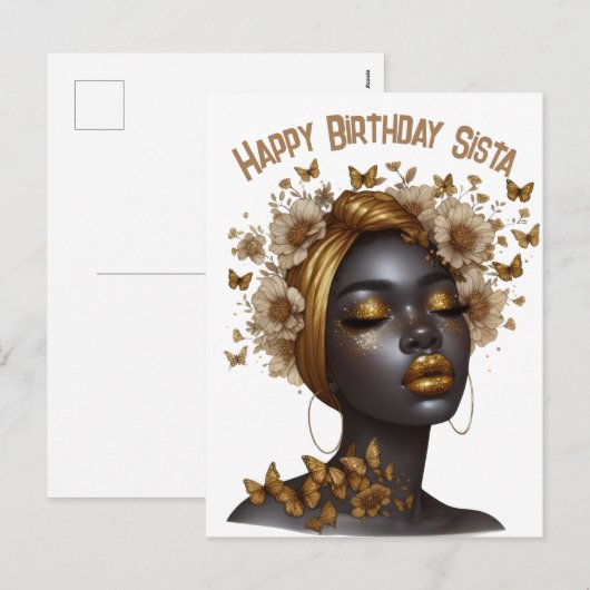 Gelukkige Verjaardag Sista zwart meisje magische m Feestdagenkaart (Voorkant / Achterkant)