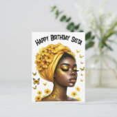 Gelukkige Verjaardag Sista zwart meisje magische m Feestdagenkaart (Staand voorkant)