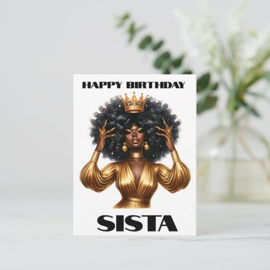 Gelukkige verjaardag sista zwarte vrouw melanine q briefkaart (Staand voorkant)