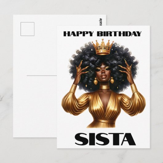 Gelukkige verjaardag sista zwarte vrouw melanine q briefkaart (Voorkant / Achterkant)