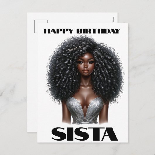 Gelukkige verjaardag sista zwarte vrouw melanine q feestdagenkaart (Voorkant / Achterkant)