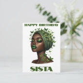 Gelukkige verjaardag sista zwarte vrouw melanine q feestdagenkaart (Staand voorkant)