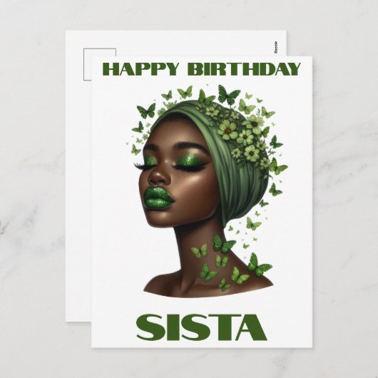 Gelukkige verjaardag sista zwarte vrouw melanine q feestdagenkaart (Voorkant / Achterkant)