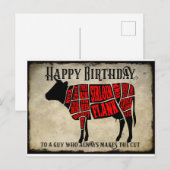 Gelukkige Verjaardag Sneden Vlees Koe Ontwerp Briefkaart (Voorkant / Achterkant)
