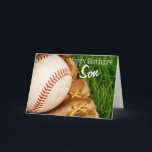 Gelukkige Verjaardag Son Baseball met Mitt Kaart<br><div class="desc">Perfect voor de verjaardag van elke honkbalfan! Een honkbal en handschoen in het hoge zomergras - volledig aanpasbaar voor u om te personaliseren zoals u wilt!</div>
