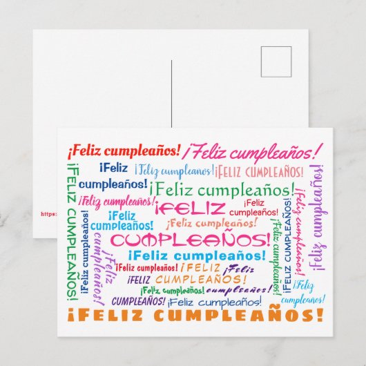 Gelukkige verjaardag Spaanse Happy Birthday Word C Briefkaart (Voorkant / Achterkant)