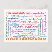 Gelukkige verjaardag Spanish Happy Birthday Woordw Briefkaart (Voorkant)