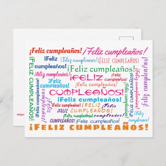 Gelukkige Verjaardag Spanish Happy Birthday Word C Briefkaart (Voorkant / Achterkant)