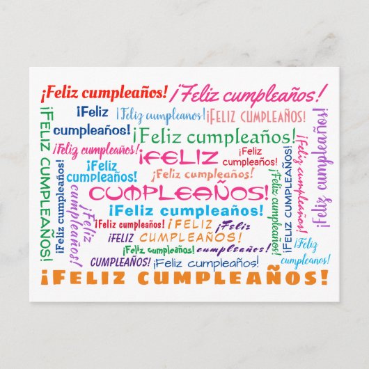 Gelukkige Verjaardag Spanish Happy Birthday Word C Briefkaart (Voorkant)
