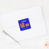 Gelukkige verjaardag, speelgoedtrein, sjabloon, vierkante sticker (Envelop)
