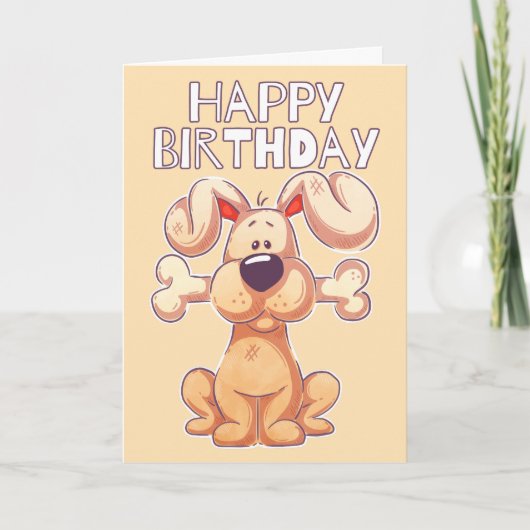 Gelukkige Verjaardag Speelse Puppy Hond Kaart (Voorkant)