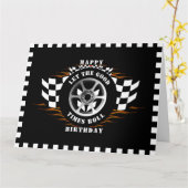 Gelukkige Verjaardag Sport Auto Racing Geruite Vla Kaart (Gele Bloem)