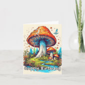 Gelukkige Verjaardag Sprouting Forest Mushrooms Kaart (Voorkant)