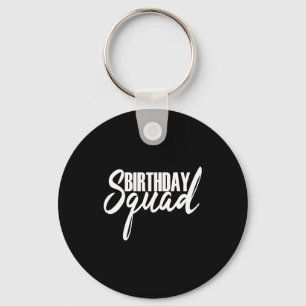 Gelukkige verjaardag squad feest witte cadeau sleutelhanger