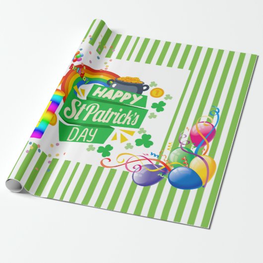 Gelukkige Verjaardag St. Patrick's Day Wrapping Pa Cadeaupapier (Uitgerold)