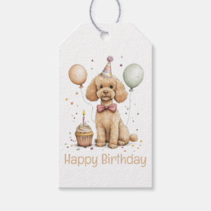 Gelukkige verjaardag standaard Poodle hond Cadeaulabel