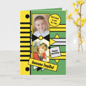 Gelukkige Verjaardag Stap Papa geel groen foto Kaart (Gele Bloem)