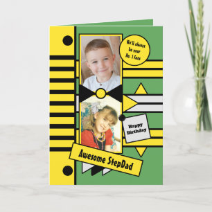 Gelukkige Verjaardag Stap Papa geel groen foto Kaart