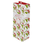 Gelukkige Verjaardag Stargazer Lily Foto Patroon Wijn Cadeautas (Voorkant Gekanteld)