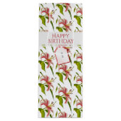 Gelukkige Verjaardag Stargazer Lily Foto Patroon Wijn Cadeautas (Voorkant)