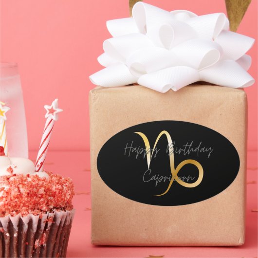 Gelukkige Verjaardag Steenbok Ovale Sticker (Feest)