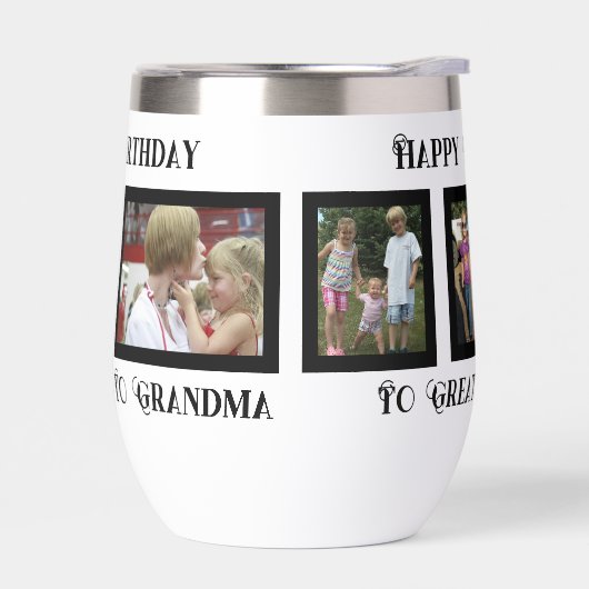 Gelukkige Verjaardag Stemless Wijn Tumbler, (Links)