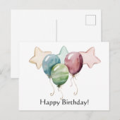 Gelukkige Verjaardag Sterren en Ballonnen Briefkaart (Voorkant / Achterkant)