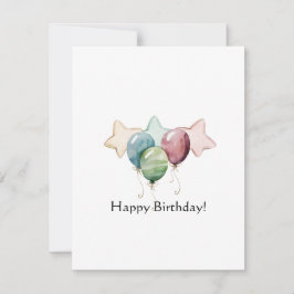 Gelukkige Verjaardag Sterren en Ballonnen Notitiekaartje