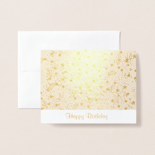 Gelukkige verjaardag, sterren en vuurwerk folie kaarten (Voorkant met envelop)