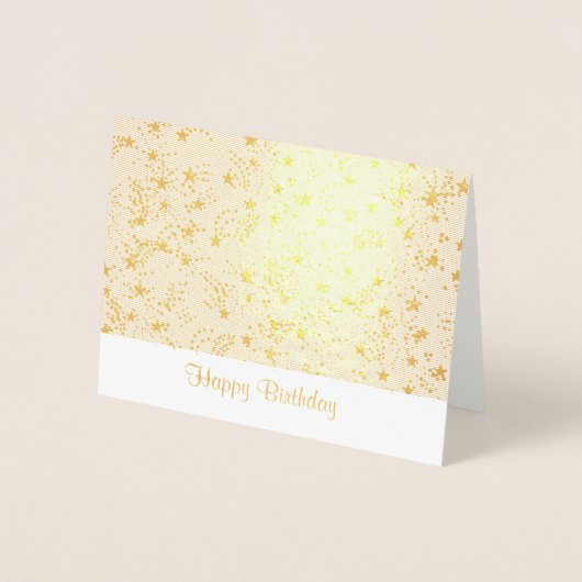 Gelukkige verjaardag, sterren en vuurwerk folie kaarten (Voorkant)