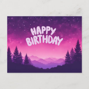 Gelukkige verjaardag Sterrennacht, Bergen, Bos Briefkaart