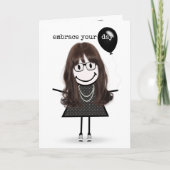 Gelukkige verjaardag Stick Figure Meisje met Ballo Kaart (Voorkant)