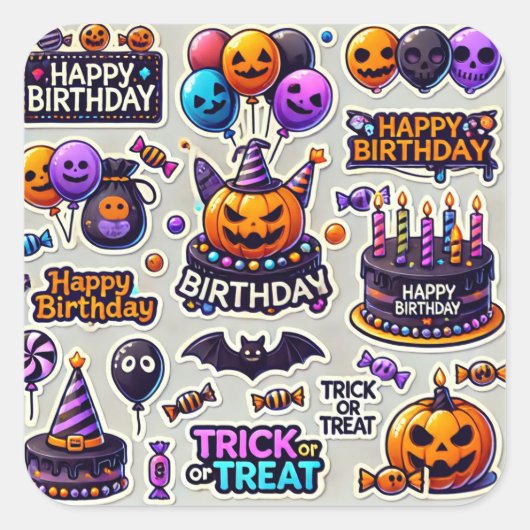 Gelukkige verjaardag stickers Halloween dag (Voorkant)