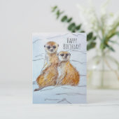 Gelukkige verjaardag stokstaartje wilde dieren briefkaart (Staand voorkant)