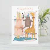 Gelukkige verjaardag. Stomme dieren. Funny beer gi (Staand voorkant)