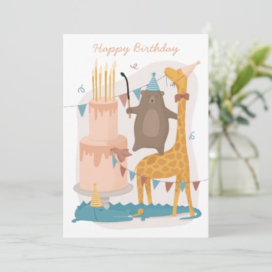 Gelukkige verjaardag. Stomme dieren. Funny beer gi (Staand voorkant)