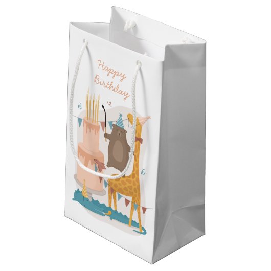 Gelukkige verjaardag. Stomme dieren. Funny beer gi Klein Cadeauzakje (Achterkant Gekanteld)