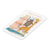 Gelukkige verjaardag. Stomme dieren. Funny beer gi Magneet (Linkerzijde)