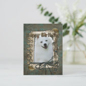 Gelukkige Verjaardag - Stone Paws - American Eskim Briefkaart (Staand voorkant)