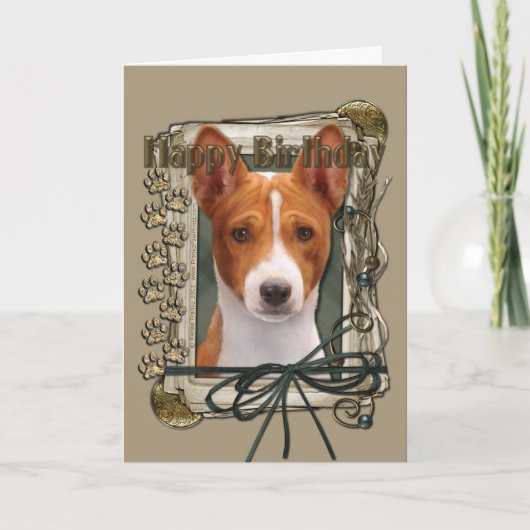Gelukkige Verjaardag - Stone Paws - Basenji Kaart (Voorkant)