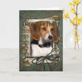 Gelukkige Verjaardag - Stone Paws - Beagle Kaart (Gele Bloem)