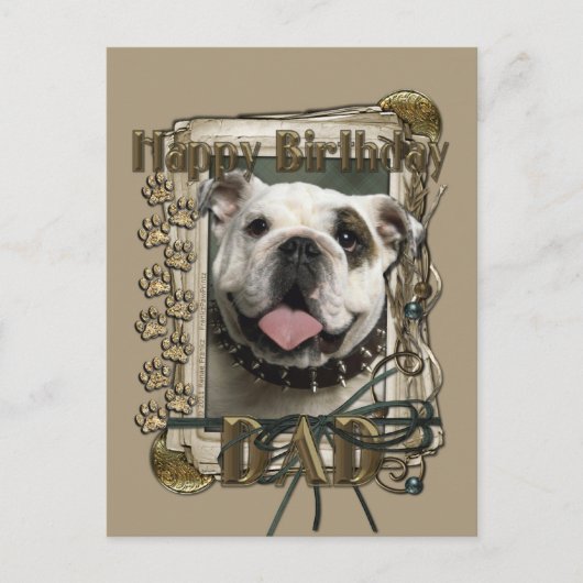 Gelukkige Verjaardag - Stone Paws - Bulldog Briefkaart (Voorkant)